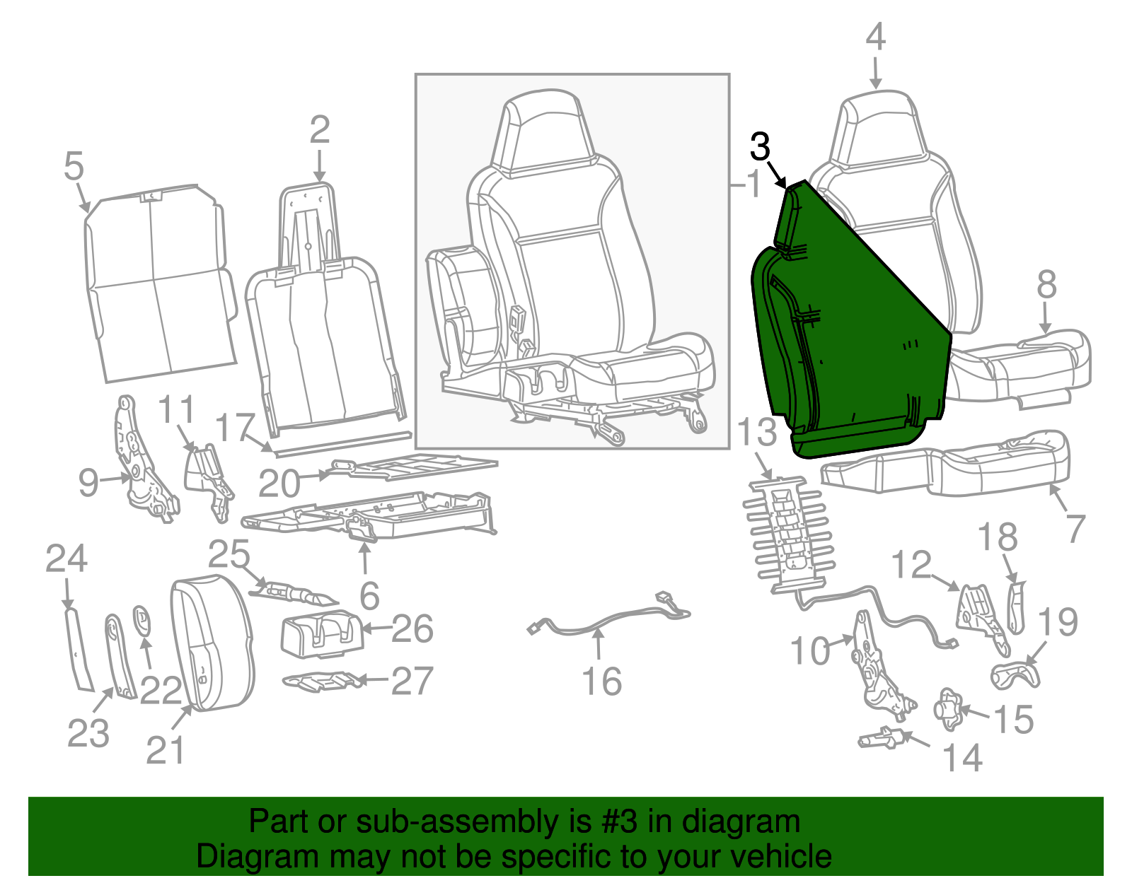 Driver Seat Back Pad - GM (89041559)