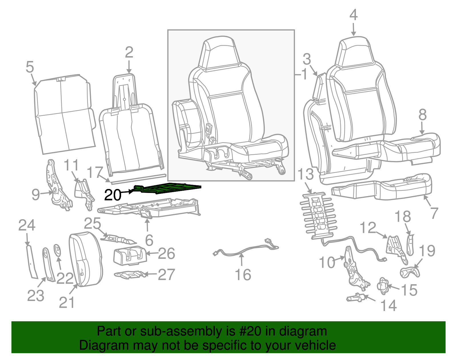 Driver Seat Armrest Support - GM (89041509)