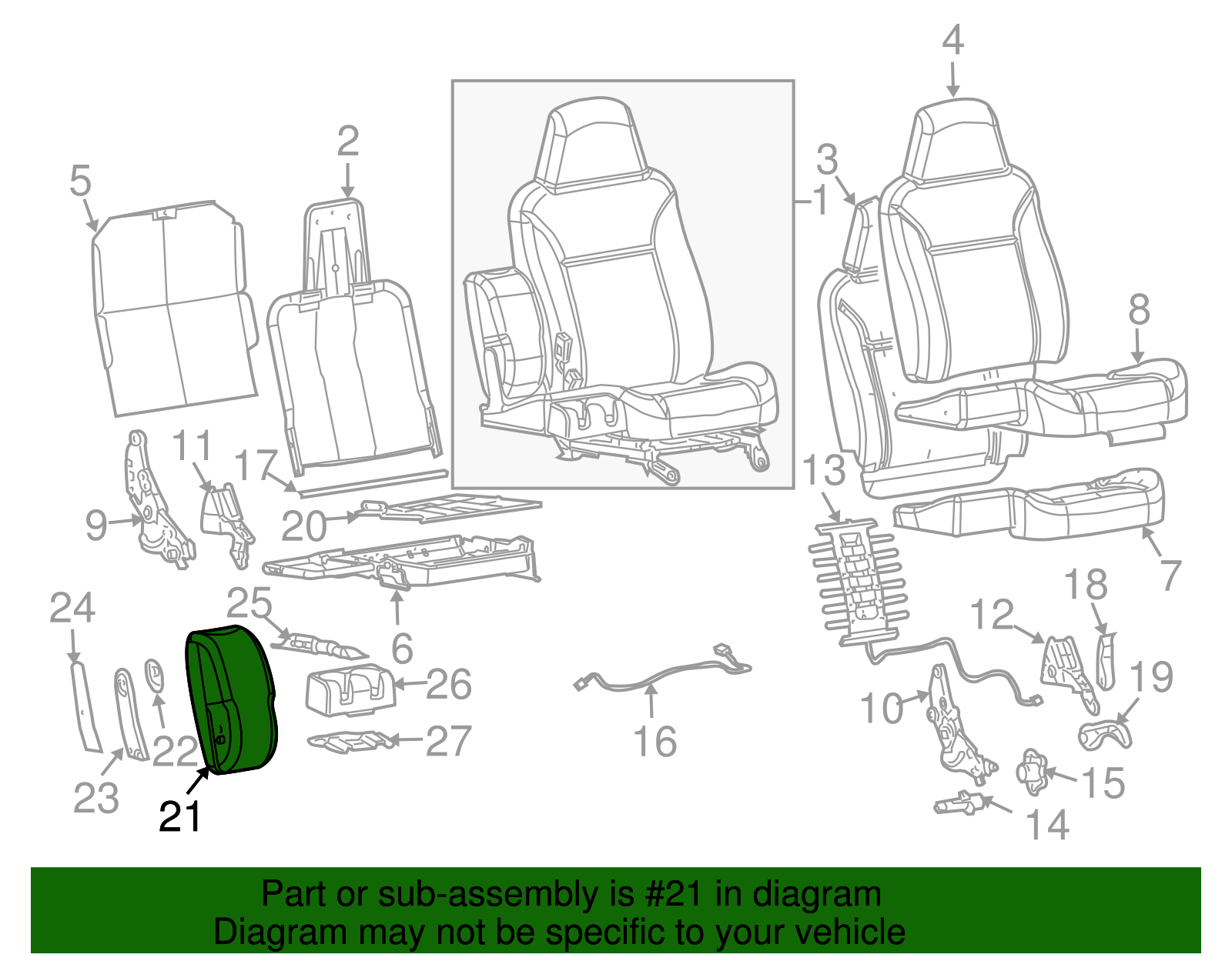 Medium Pewter Driver Seat Armrest - GM (89042701)