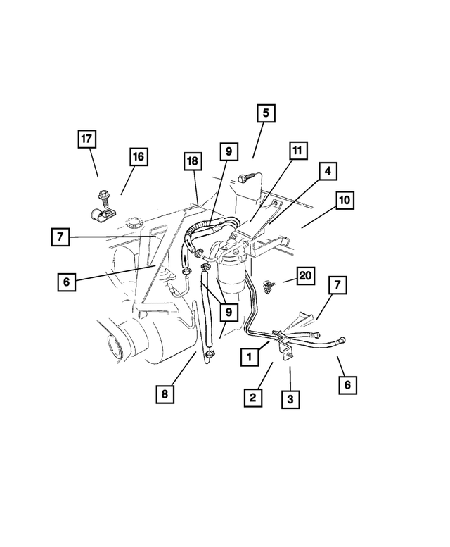 2001 Jeep Cherokee Fuel Line Bracket 52100314AB Mopar Estores