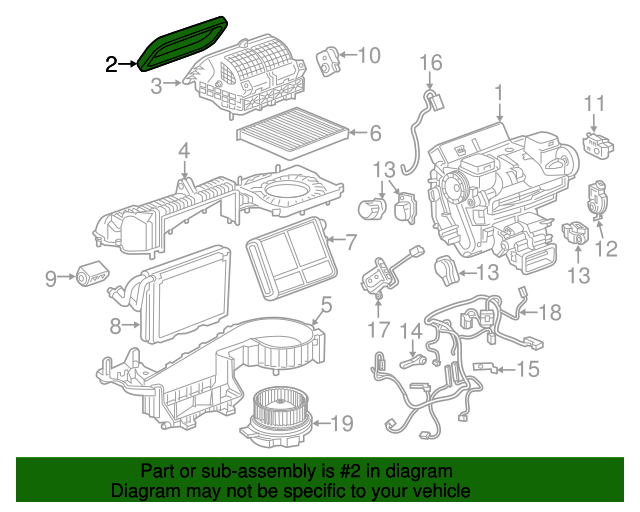 20162020 Cadillac CT6 Air Conditioning Evaporator Case Seal Kit with Tube Seals, Duct Seals
