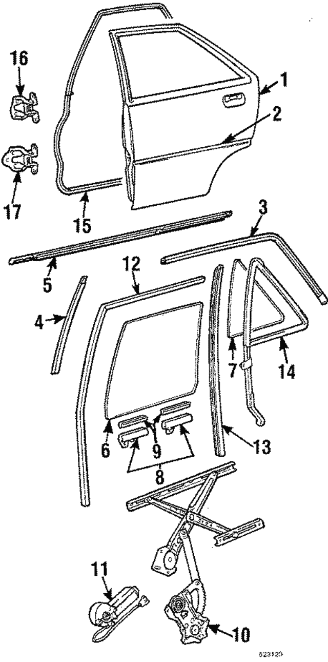 Genuine OEM Pad, Door Glass Part MB364465 Fits 19841990 Mitsubishi