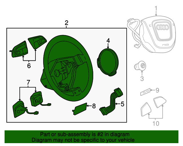 20132017 Audi Steering Wheel 8R0419091ASIXB Audi USA Parts