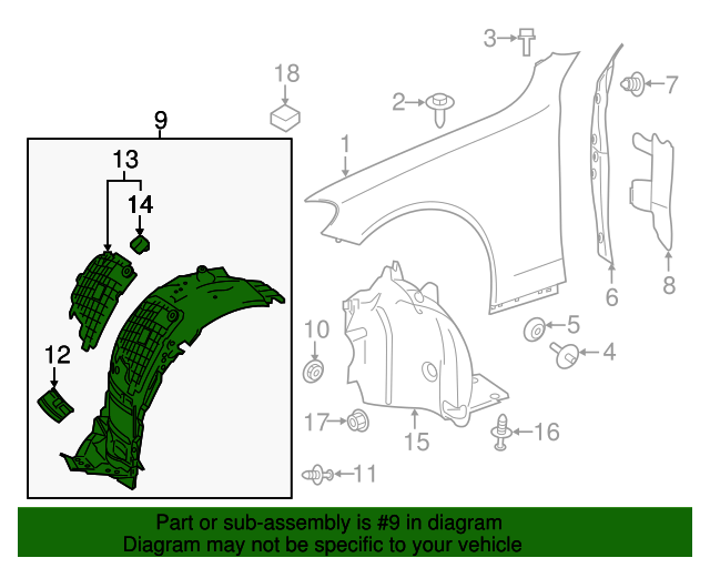 MercedesBenz OEM Ft Fender Liner Part 2056903401 OEM Vehicle Parts