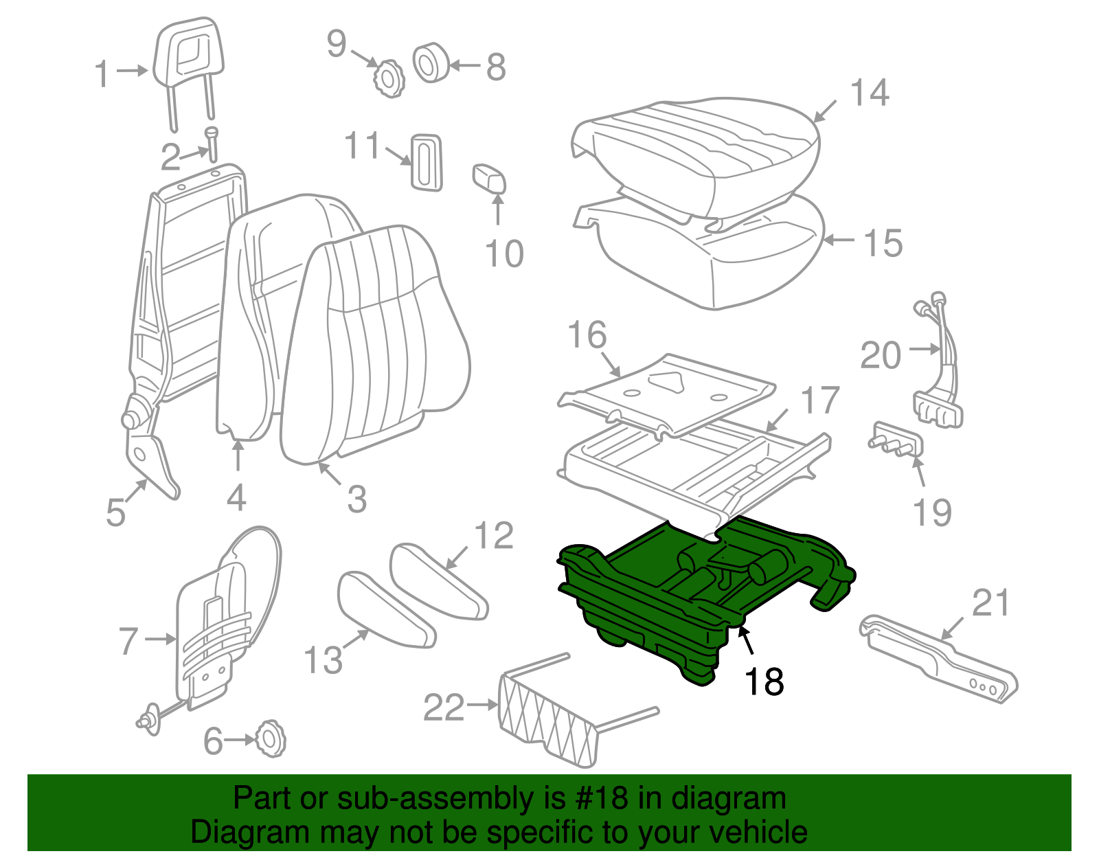 Adjuster Assembly, D/Seat (4 Way) - GM (12454629)