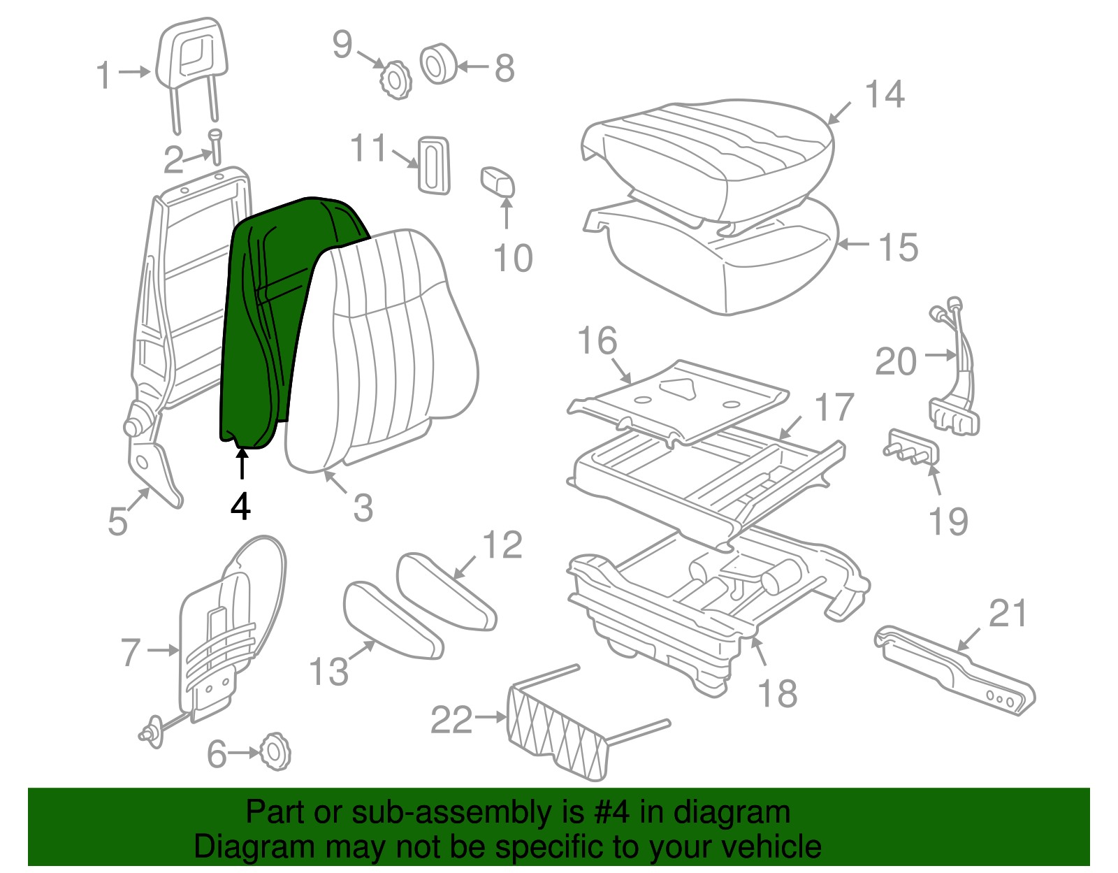 Pad Assembly, D/Seat Black Cushion - GM (12454790)