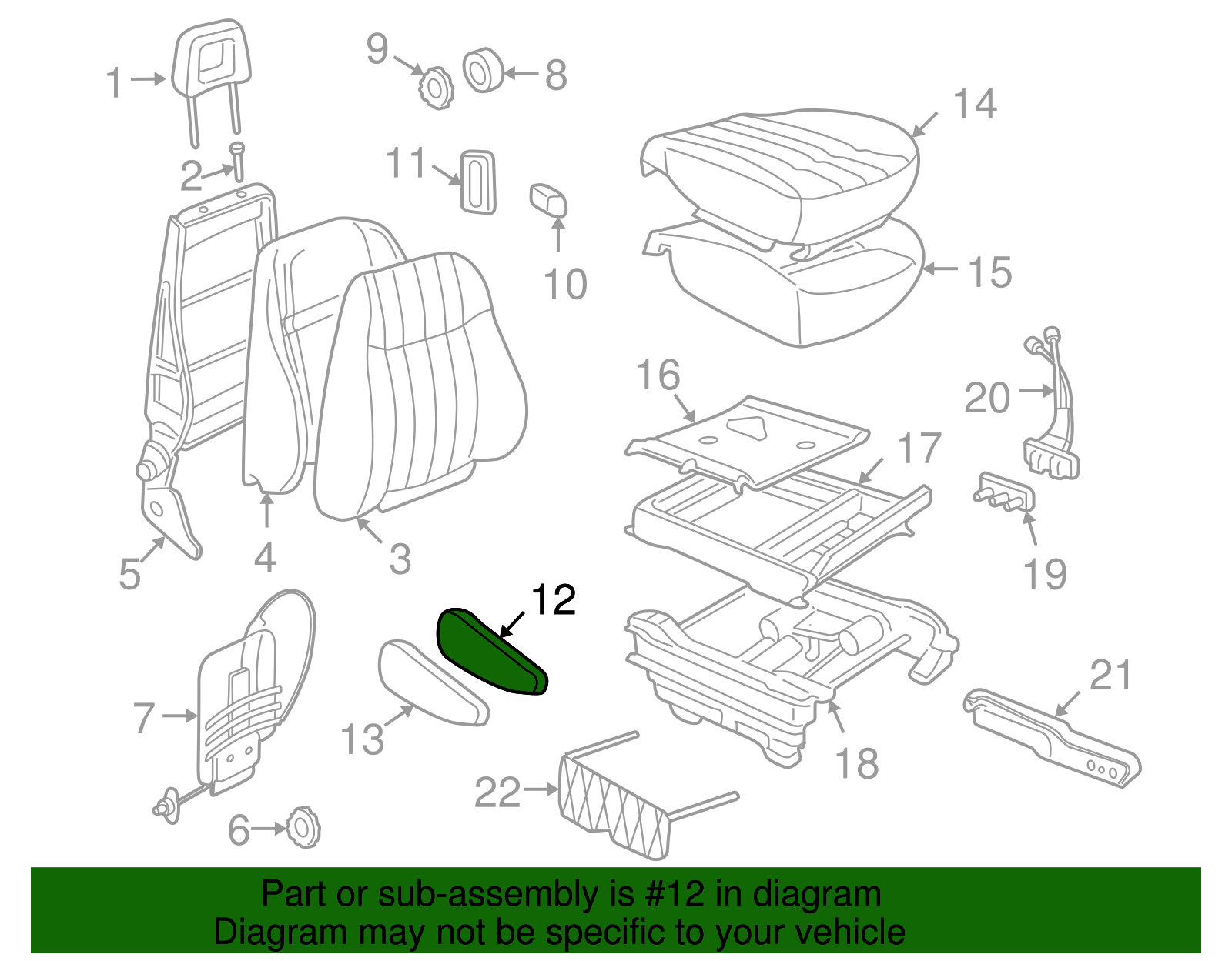 Pad Assembly, D/Seat A/Rst - GM (12455364)