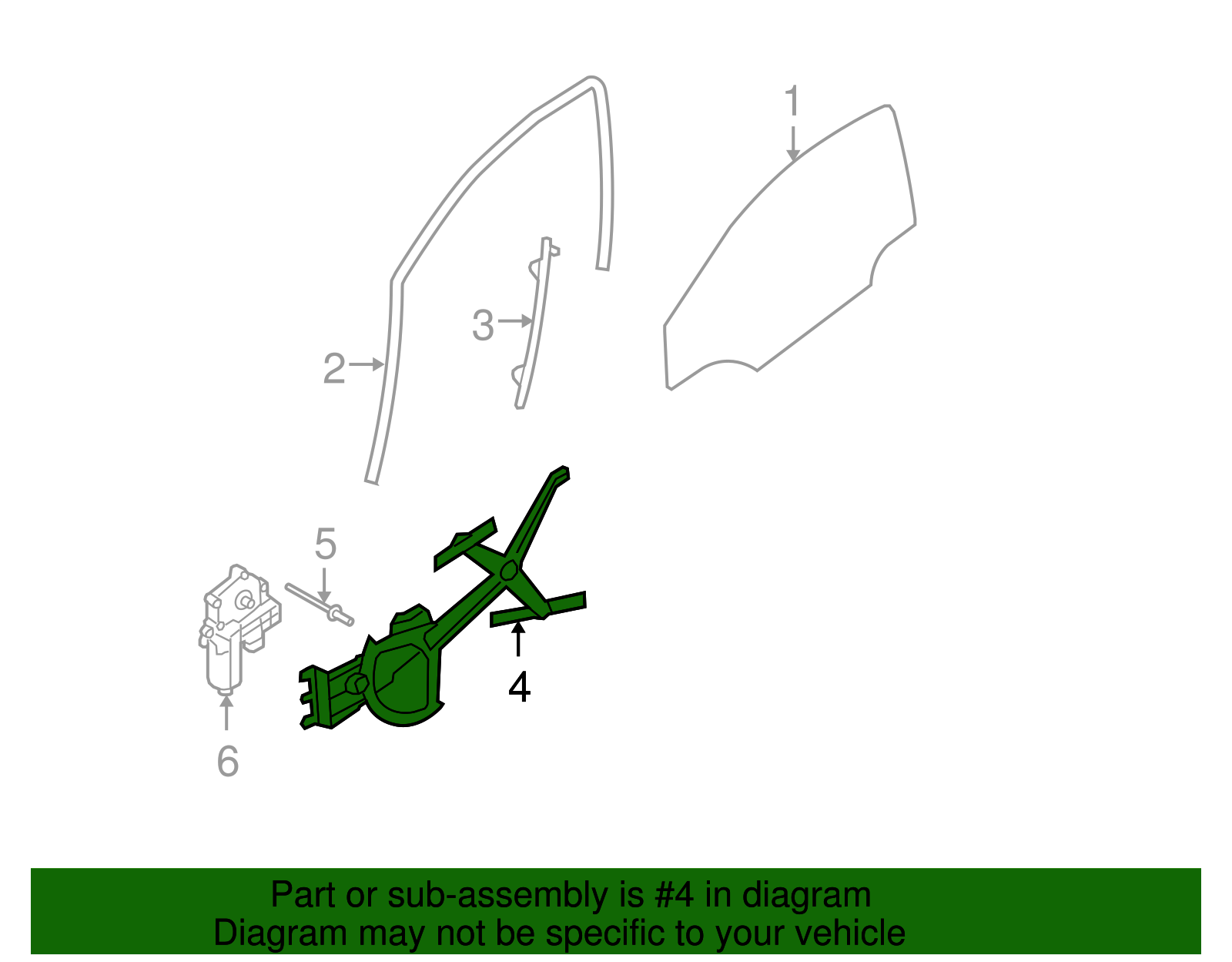 Regulator, Front S/D Wdo - GM (93178696)