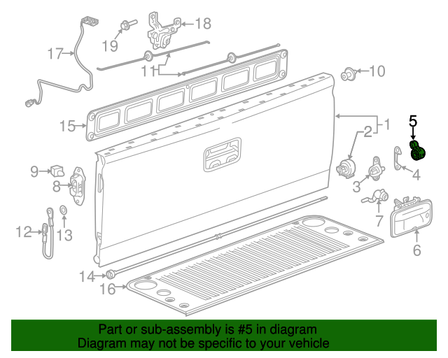 20142019 GM Tailgate Hinge Bushing 23115812