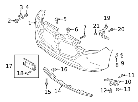 2014-2018 Mazda 3 Front Lower Bumper Cover Support; Mexico And Japan Built; Without I-Loop Braking System; Made Of Pp Plastic Partslink MA1041100