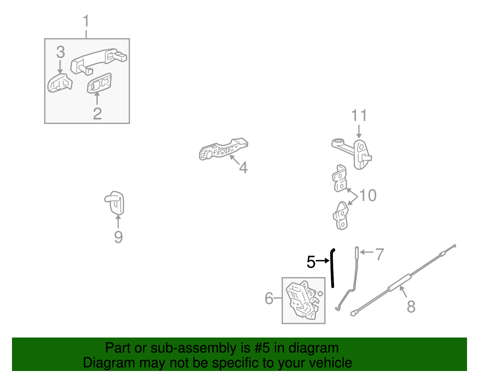 Driver Side Rear Door Outside Handle Rod - GM (95201996)