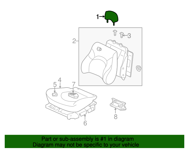 Front Genuine Hyundai 88600-38140-GAY Seat Headrest Assembly Front Genuine Hyundai 88600-38140-GAY Seat Headrest Assembly