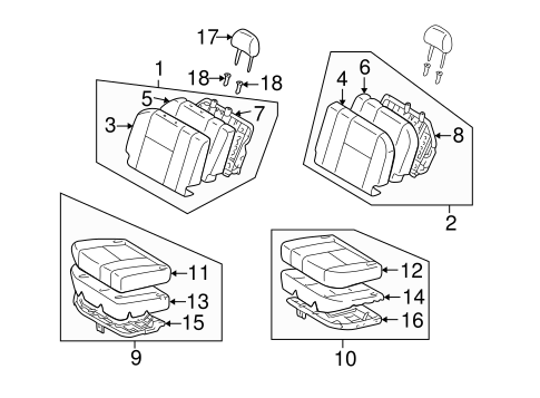 Rear Seat Components for 1999 Toyota Land Cruiser #1