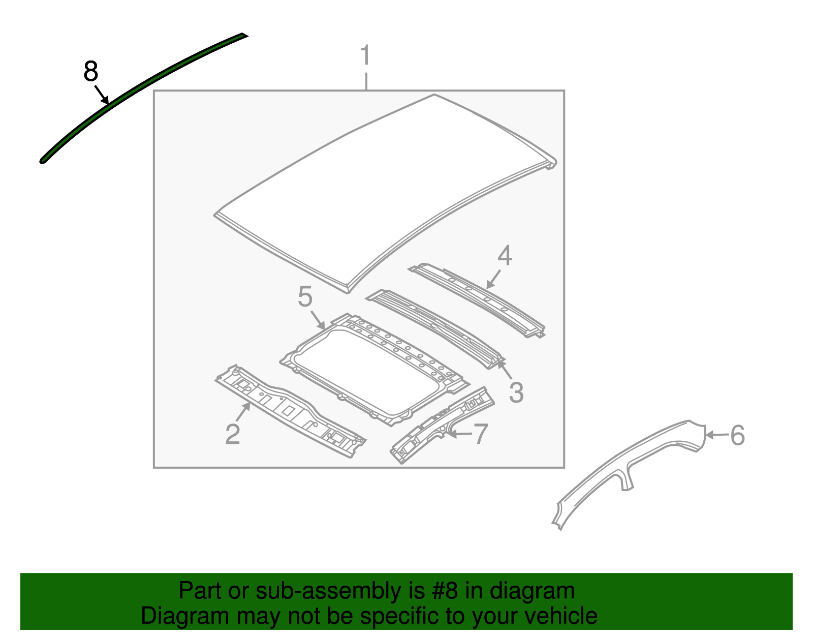 Passenger Side Roof Panel Molding - GM (96648566)