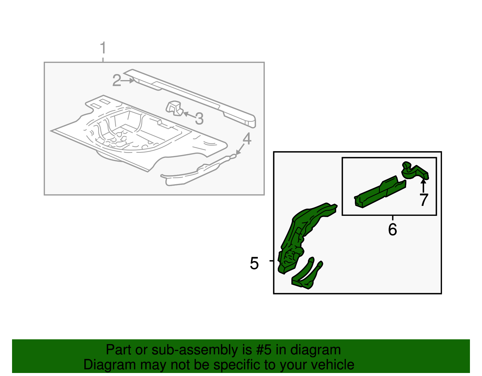 Passenger Side Rear Compartment Floor Panel Rail - GM (12335386)