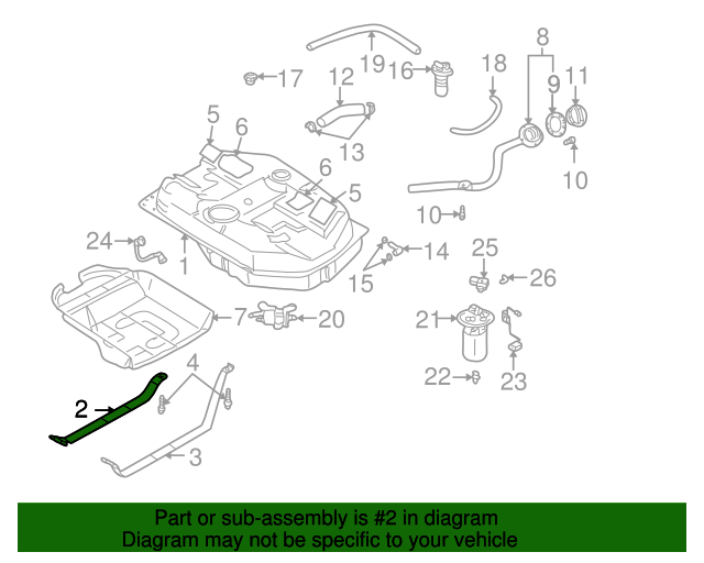 0K31A42710A Fuel Tank Mount Strap 20012005 Kia Rio Kia.Parts Store