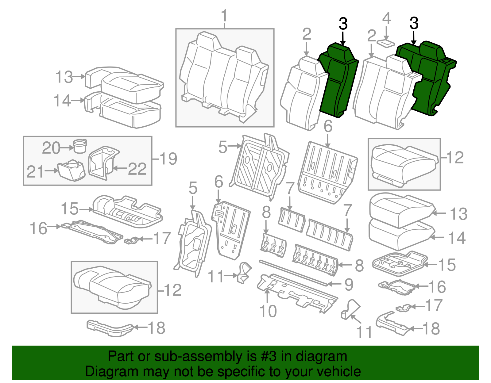 Rear Driver Side Seat Back Pad - GM (15208584)