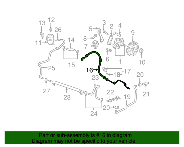 53713STXA01 Hose, Power Steering Feed (LeftHand) 20072009 Acura MDX My Acura Parts