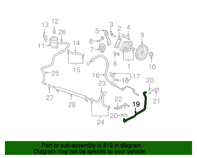 20072009 Acura MDX Hose, Power Steering Return 53734STXA01 OEM