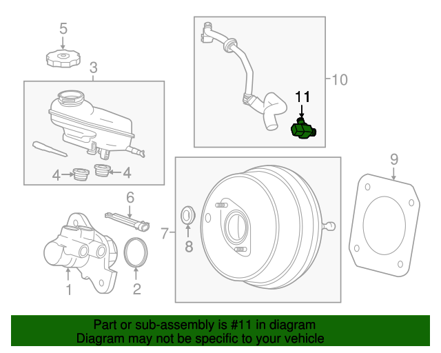 20132024 GM Power Brake Booster Pressure Sensor 20876799