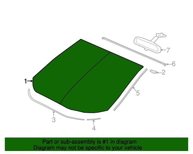 OEM 20132015 Honda Civic Glass Set, Front Windshield (Green)(Pgw