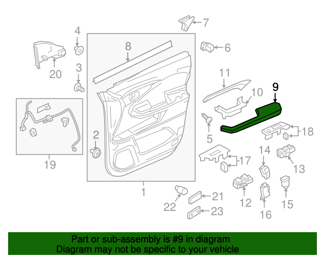 20162020 Honda Armrest Assembly, L Front Door Lining *NH900L* (Deep Black) 83552TG7A01ZB