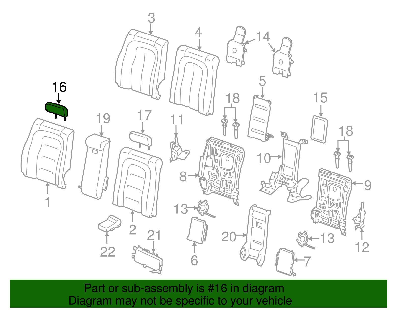 Headrest - Ford (GD9Z-54611A08-MC)