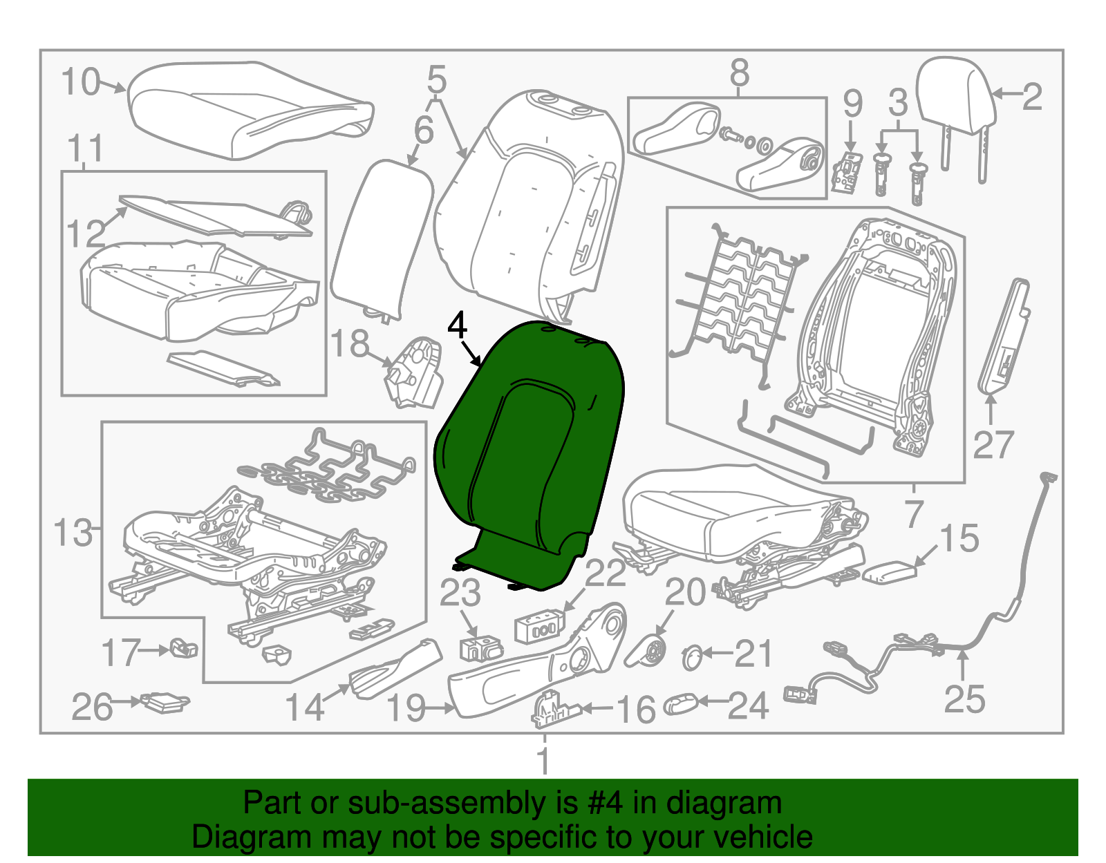 Black Driver Seat Back Cover - GM (95078094)