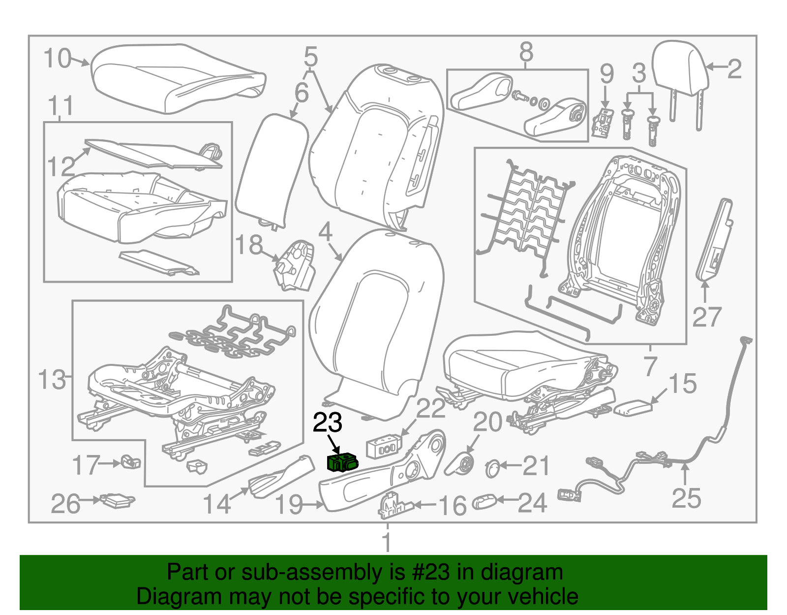 Cocoa Front Seat Lumbar Control Switch - Buick (25788366)