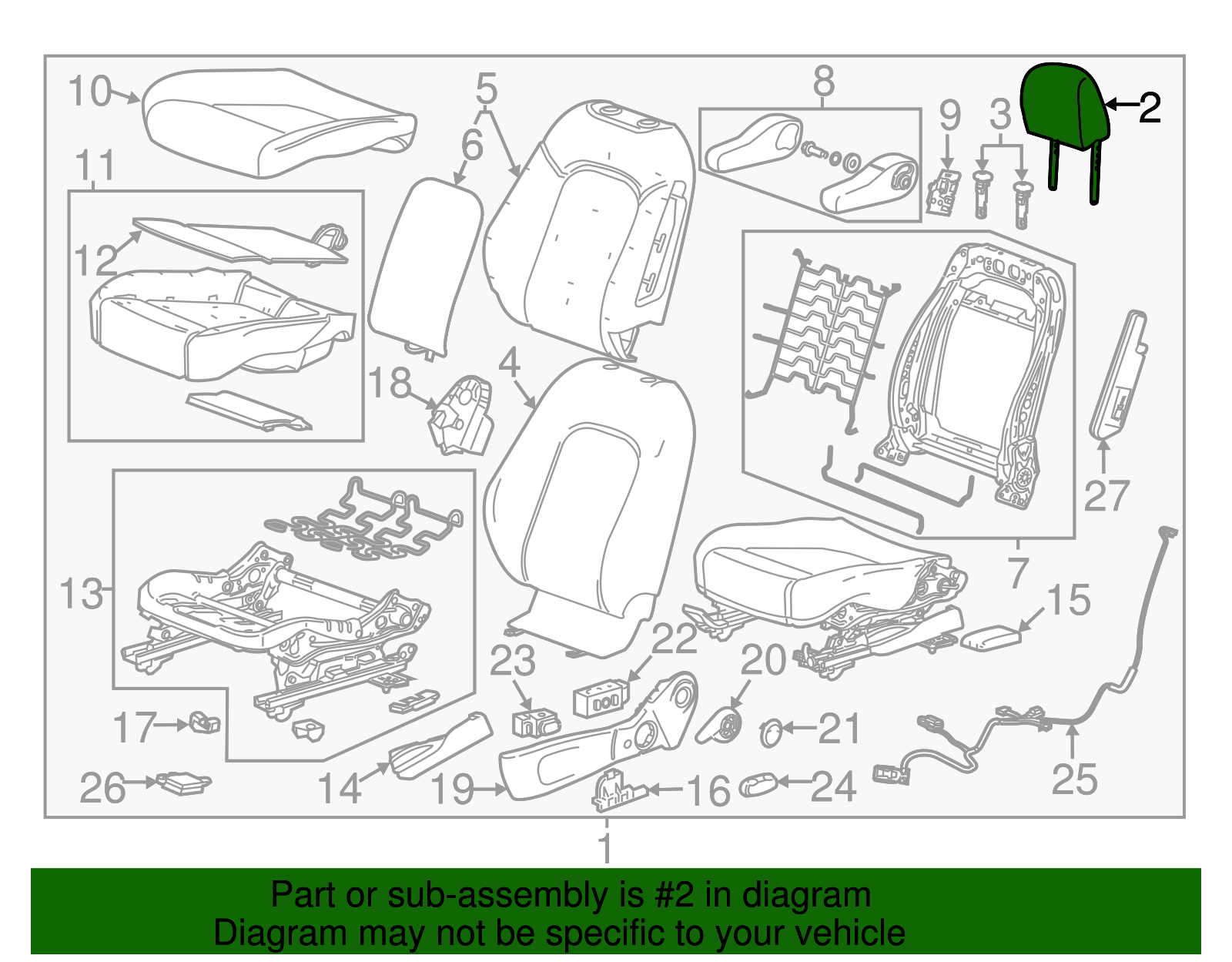 Jet Black Front Head Restraint - GM (95136166)