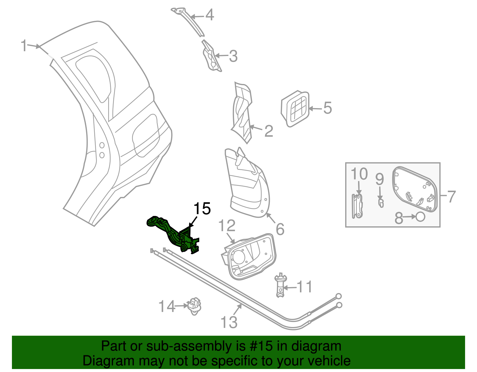 Fuel Tank Filler Door Latch Release Cable Lever - GM (96232713)