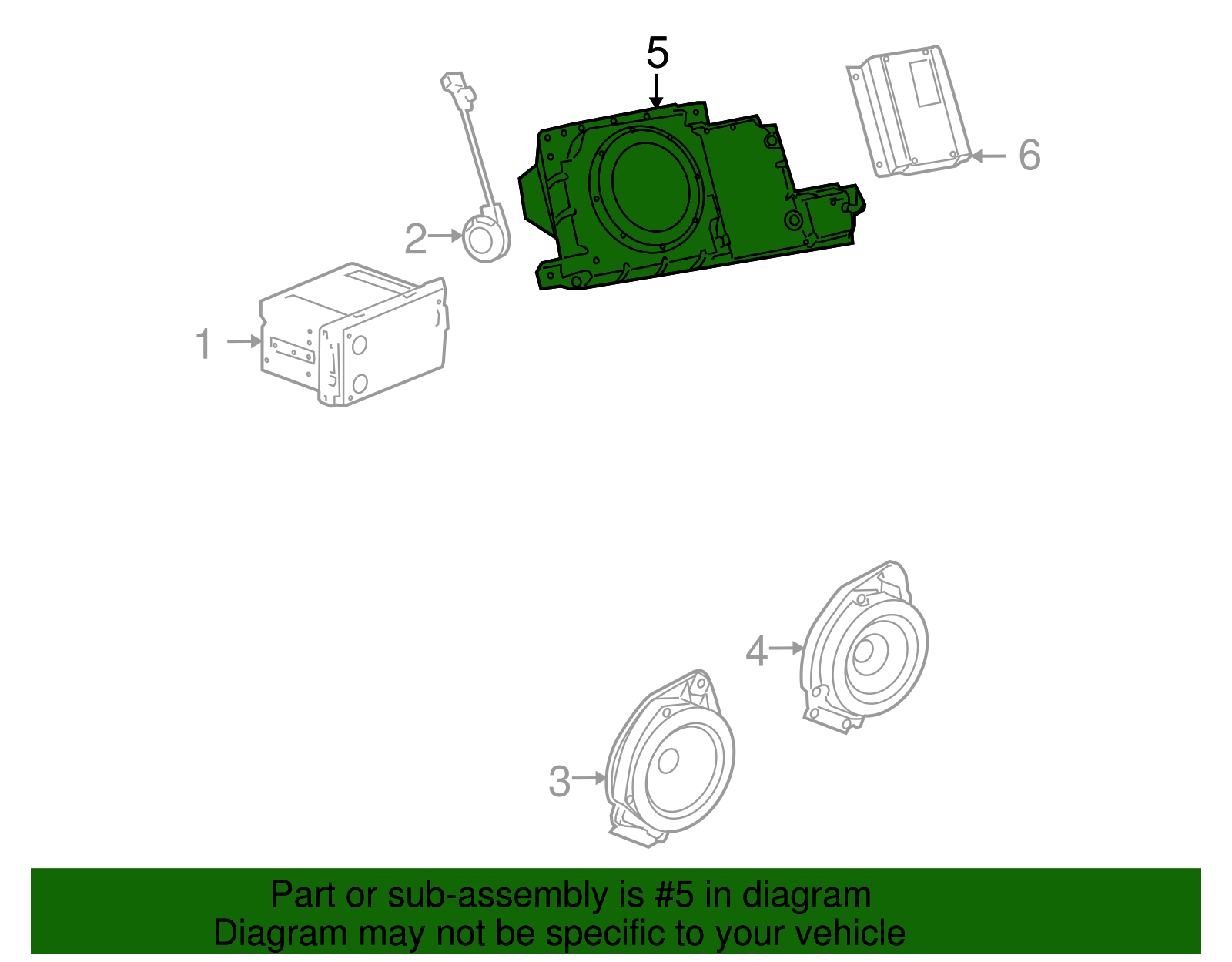 Rear Radio Speaker Subwoofer with Enclosure - GM (15283016)