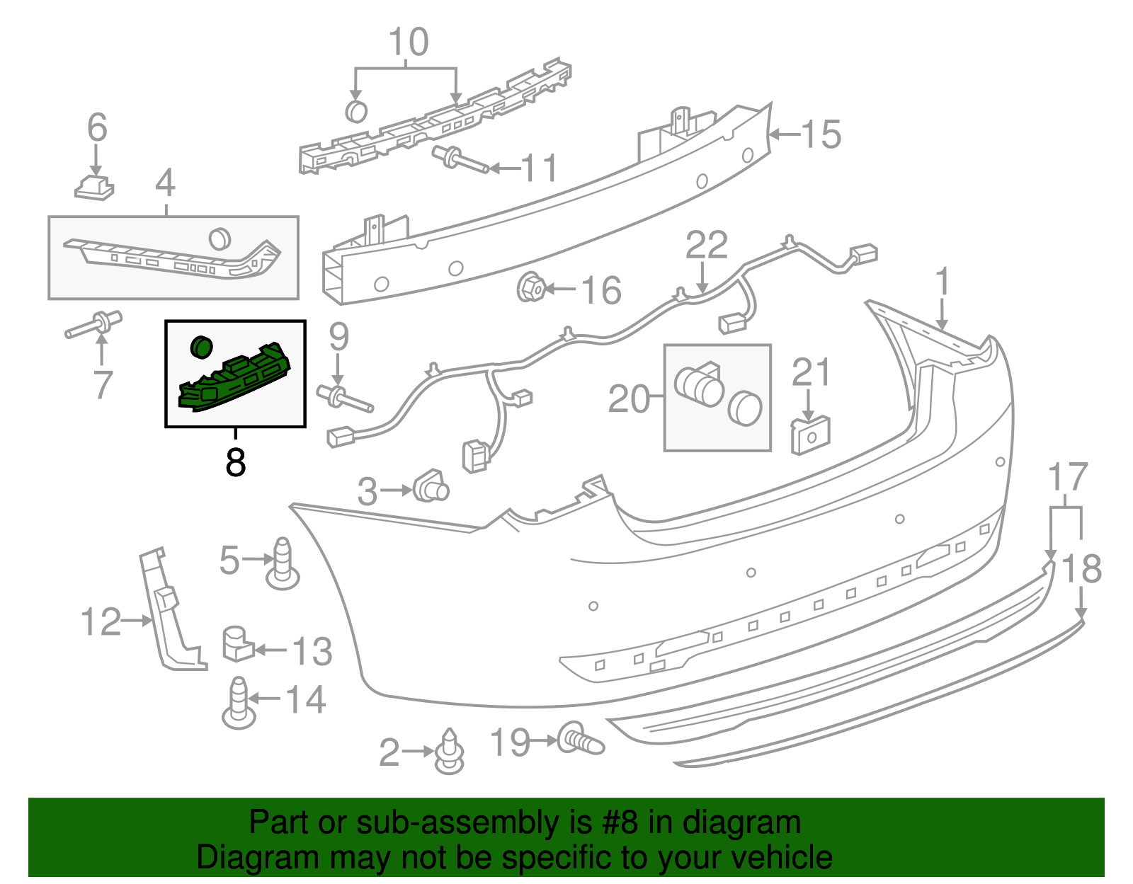 Passenger Side Rear Bumper Fascia Tail Lamp Opening Bracket - GM (96962848)