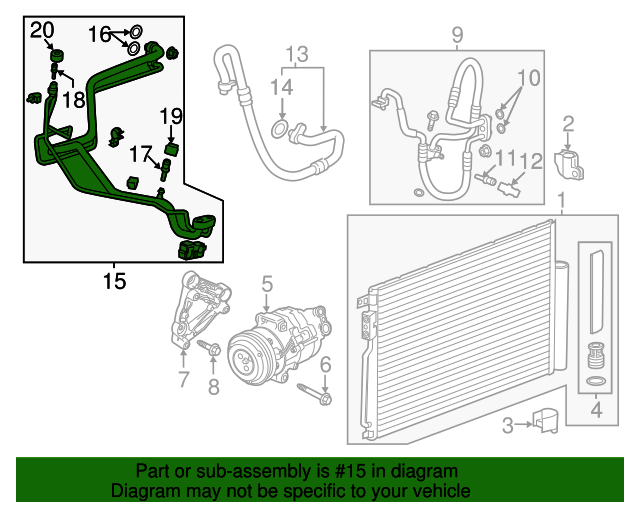 20132020 GM Air Conditioning Evaporator Hose 95299470 GM