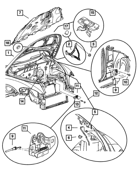 Hood & Hood Release for 2001 Chrysler PT Cruiser | Wholesale MOPAR