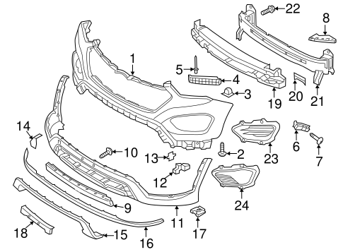 Bumper & Components - Front for 2015 Hyundai Santa Fe | Parts Hyundai