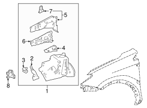 thumbnail image 2 of Evan-Fischer Front Passenger Side Fender Extension For 2006-2012 Toyota RAV4 - Replaces 538130R010 2 of 3