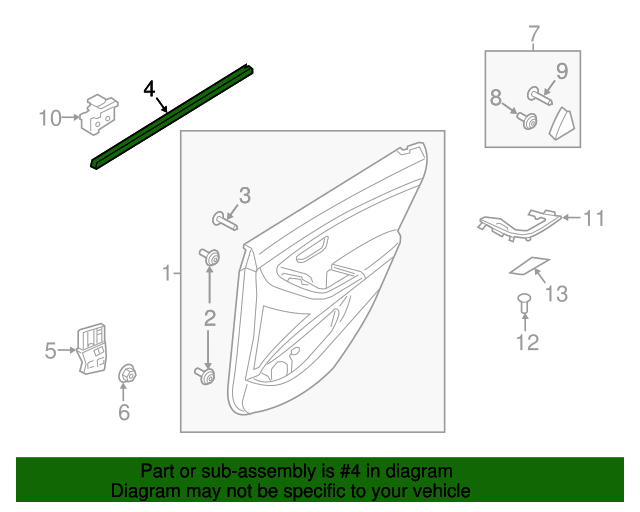 Right Genuine Hyundai 83241-A5000 Interior Door Belt Weatherstrip Rear Right Genuine Hyundai 83241-A5000 Interior Door Belt Weatherstrip Rear