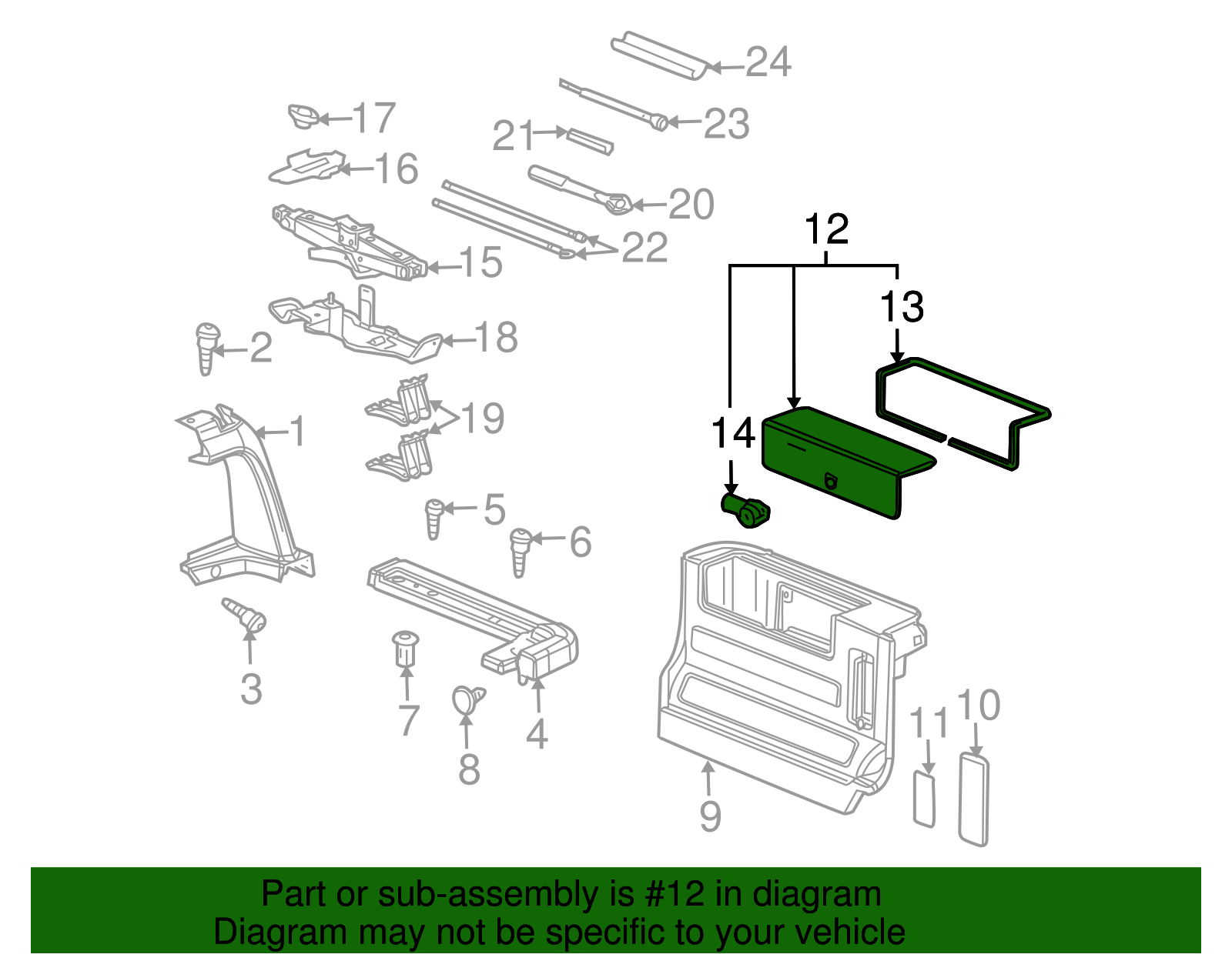 Lid Assembly, Cargo Box Stow Box - GM (88980243)