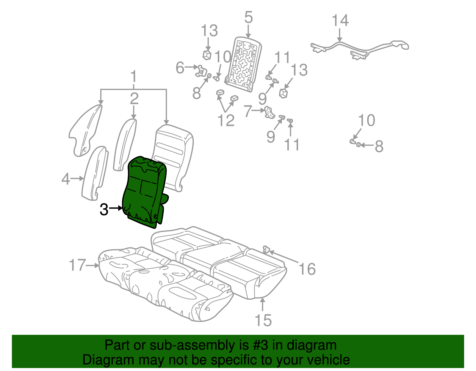 Cover Assembly, R/Seat Black Cushion                *Neutral - GM (88992308)