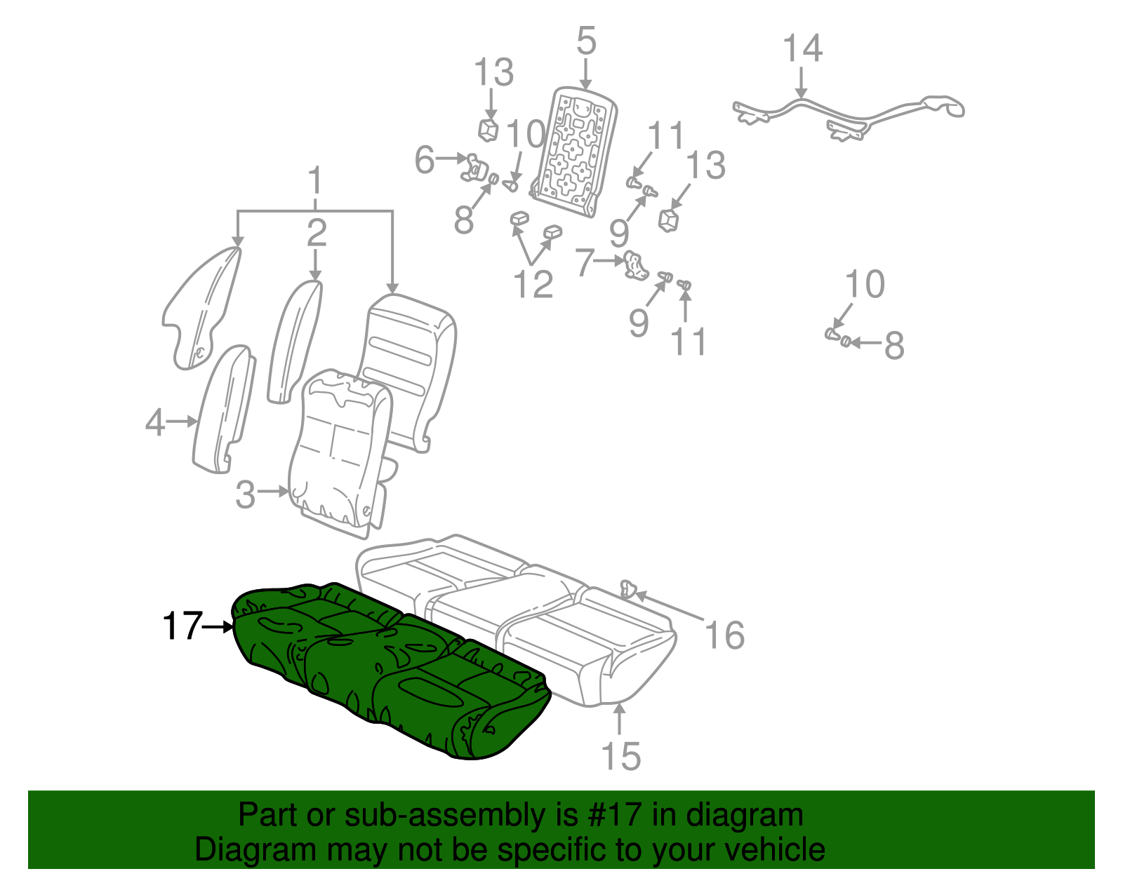 Cover Assembly, R/Seat Cushion *Neutral - GM (12459164)