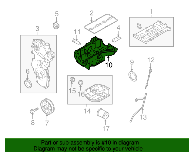 20072012 Nissan Sentra Oil Pan 11110EN21C Nissan Parts Plus
