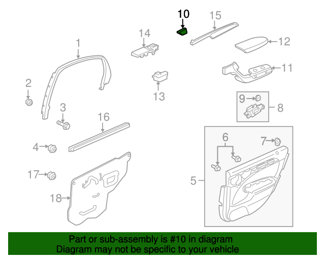20042008 Acura TL Cap, L Door Inside Handle *NH167L* (Graphite Black