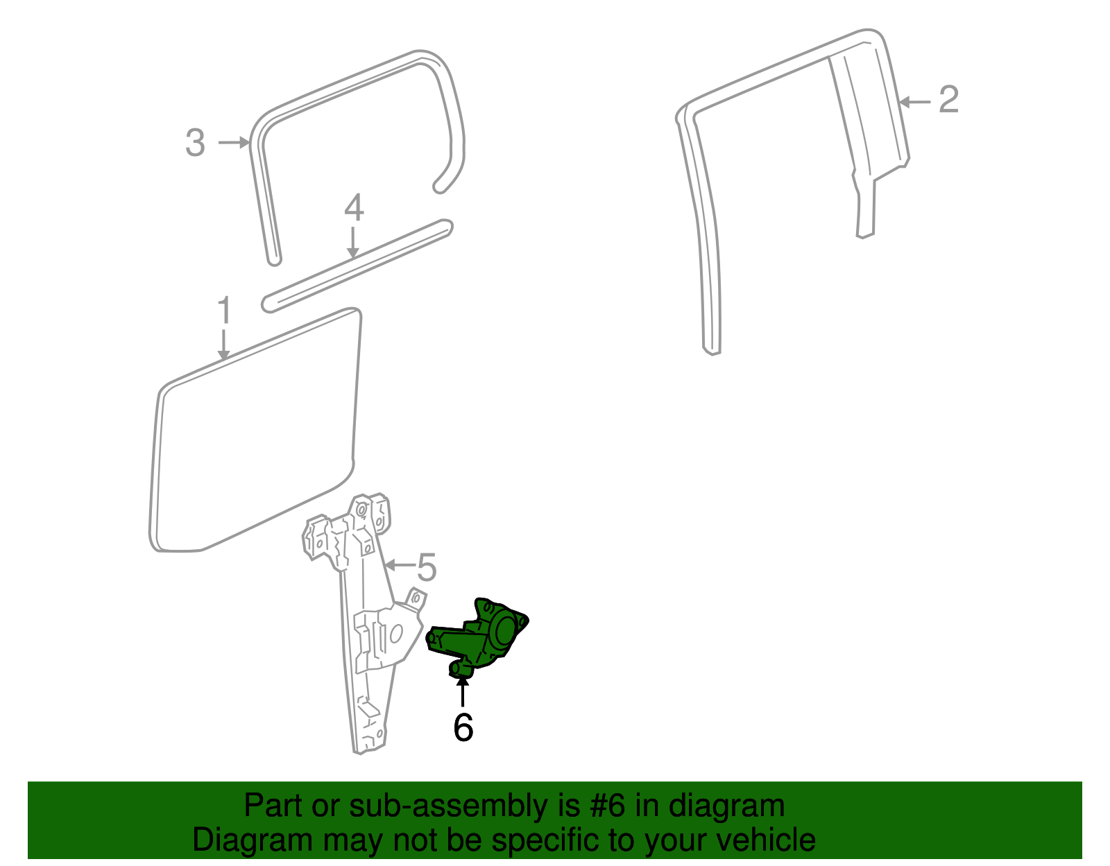 Rear Driver Side Power Window Regulator Motor - GM (10373254)