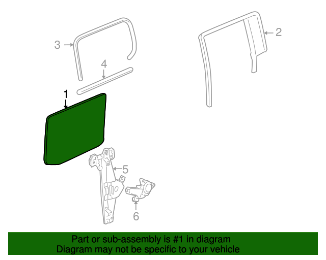 20062010 Hummer Passenger Side Rear Door Window 15094404 GM