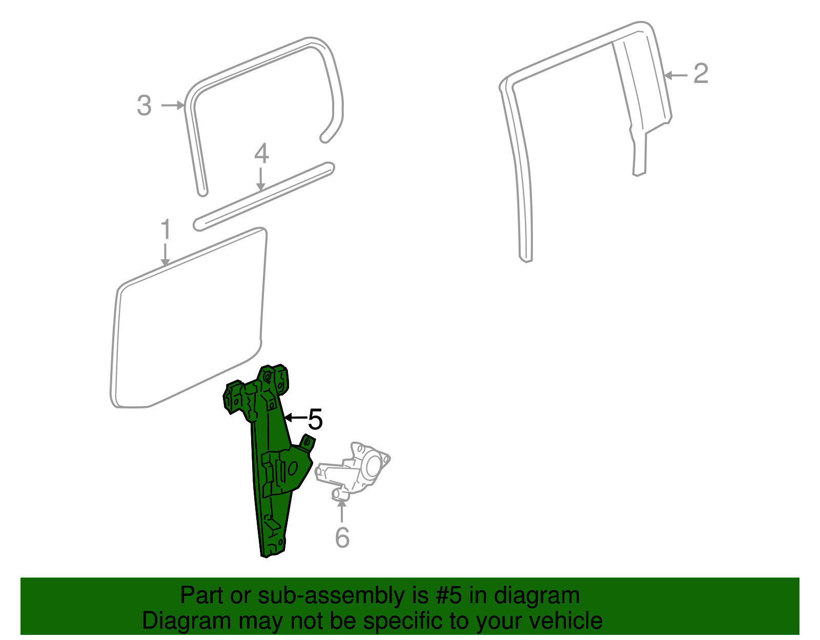 Regulator, Rear S/D Wdo - GM (25964205)