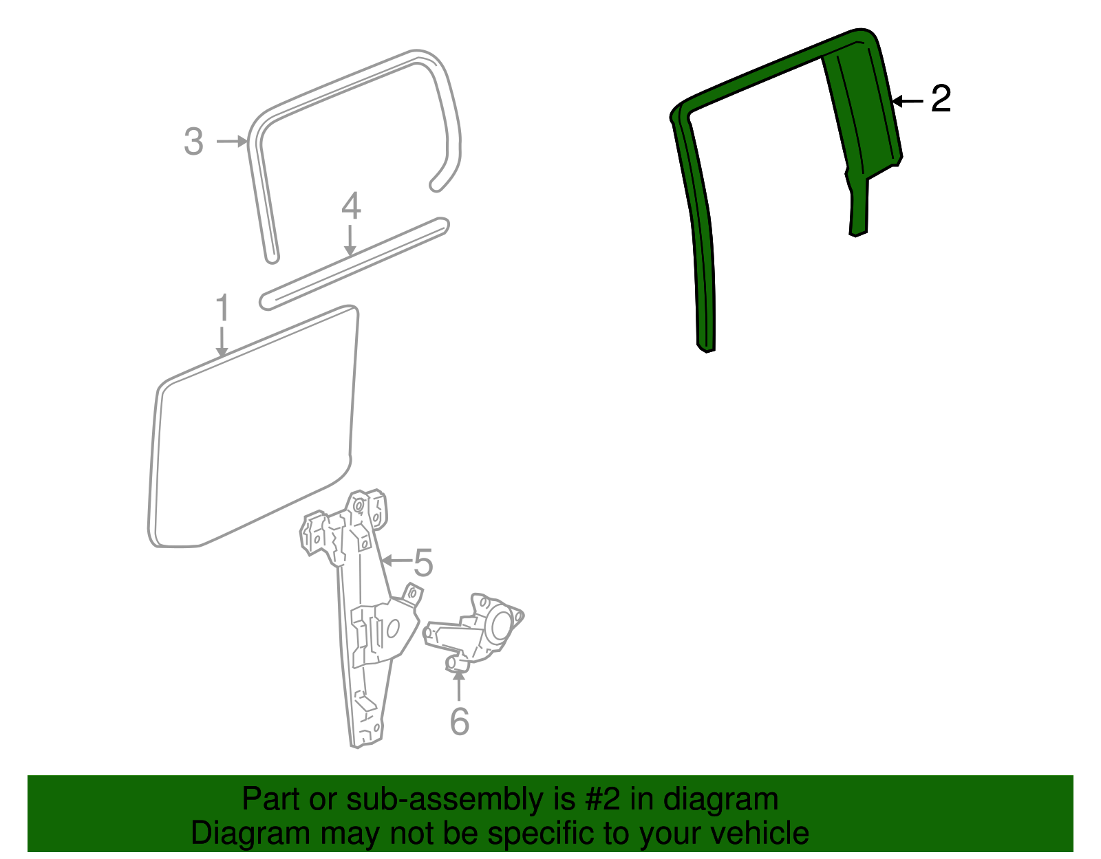 Window, Rear S/D Sta (W/Rear S/D Wdo W/Str) - GM (25830044)