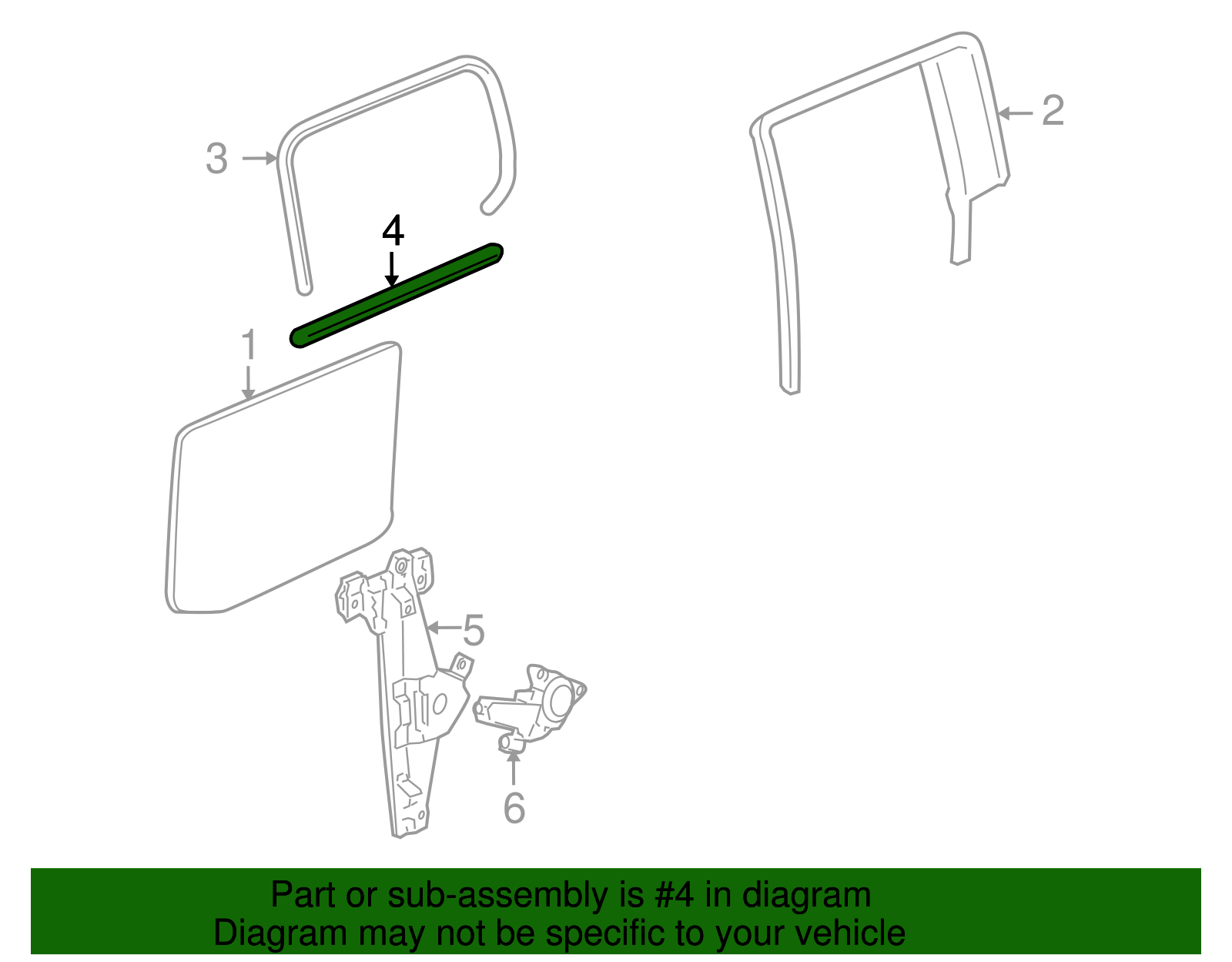 Sealing Strip, Rear S/D Wdo Inner - GM (15098013)