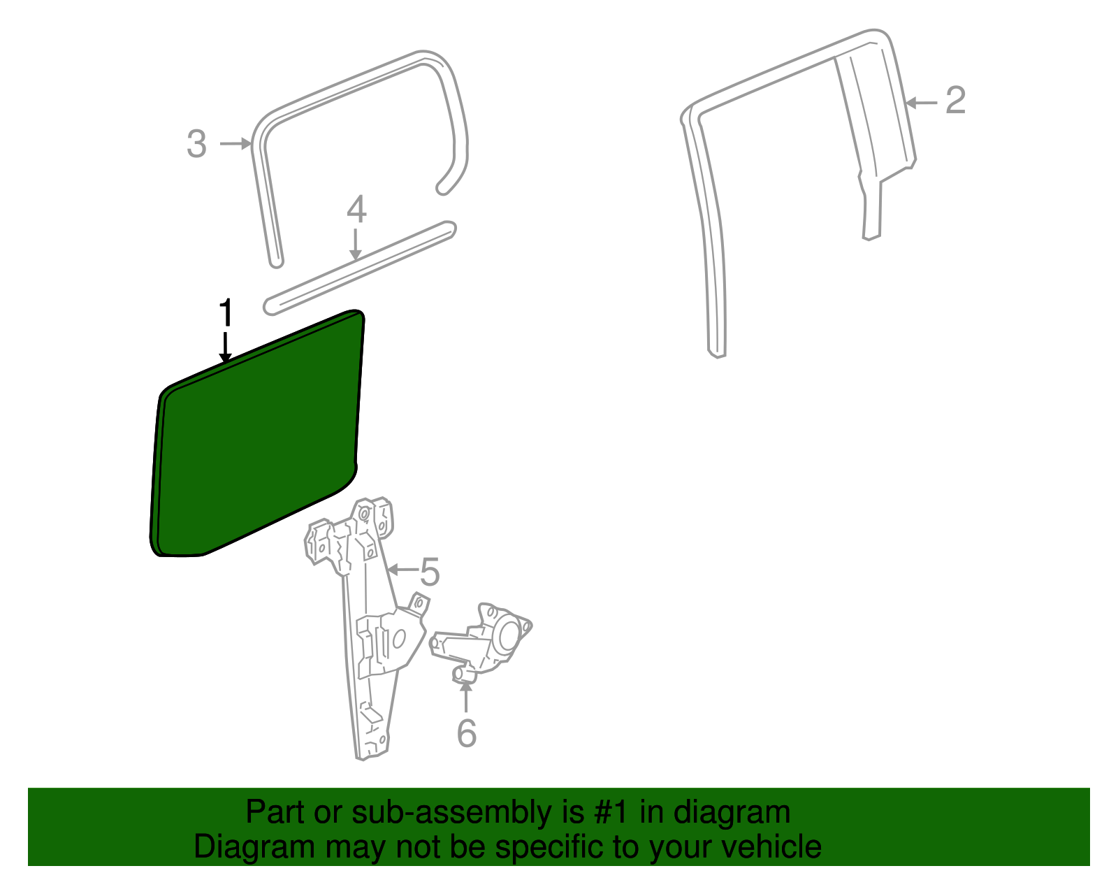 Passenger Side Rear Door Window - GM (15094404)