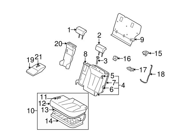 Genuine Hyundai 89470-0W500-WK 2nd Seat Back Board Assembly